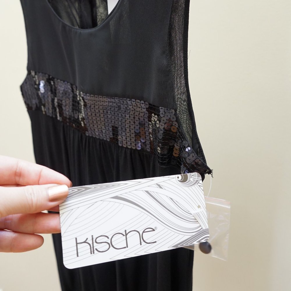 NWT Dressy Black Tank w Sheer & Sequin Upper